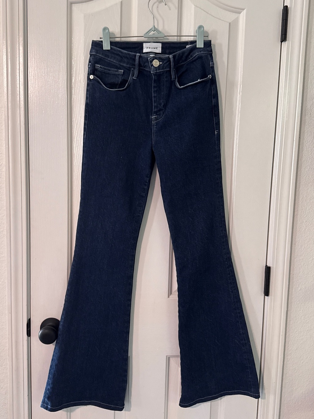 Frame Denim Dark Blue High-Rise Wide-Leg Jeans